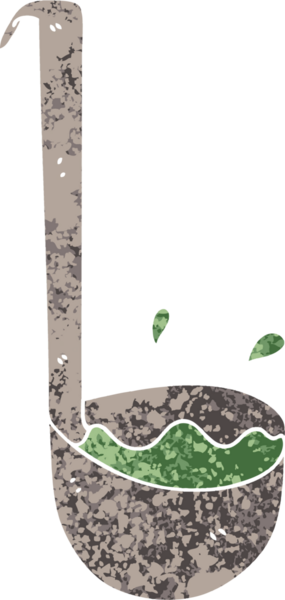 Bir insan tarafından çizilmiş retro illüstrasyon tarzı tuhaf çizgi film kepçesi