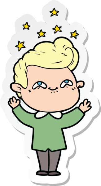 Bir insan tarafından çizilmiş heyecanlı bir adamın çıkartması.