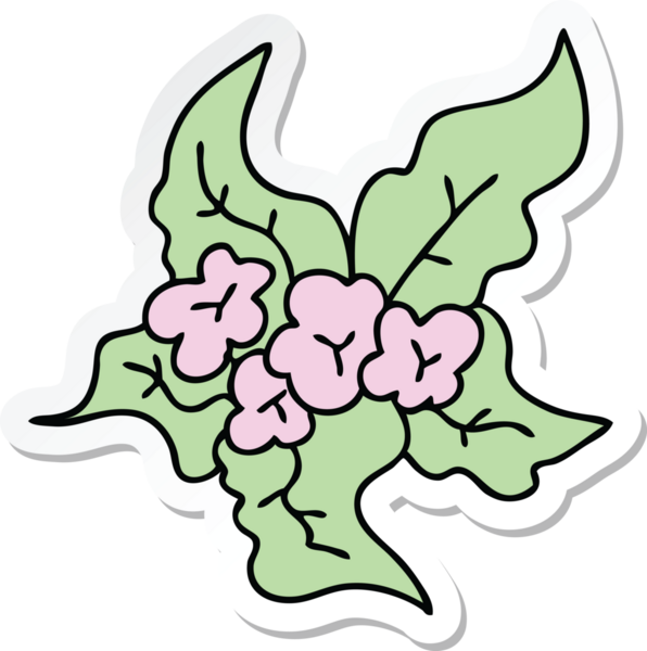 Bir insan tarafından çizilmiş tuhaf bir Noel çiçeğinin çıkartması.