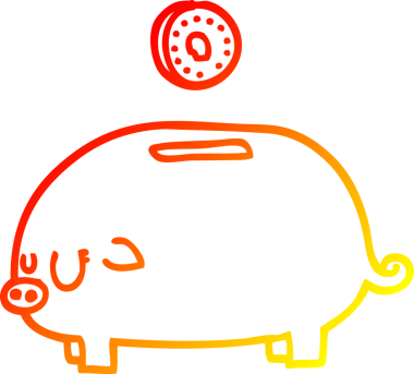 Bir insan tarafından çizilmiş bir domuz kumbarasının sıcak çizgi çizimi