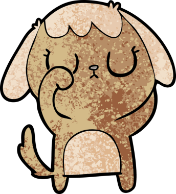 Bir insan tarafından çizilmiş şirin bir çizgi film köpeği.