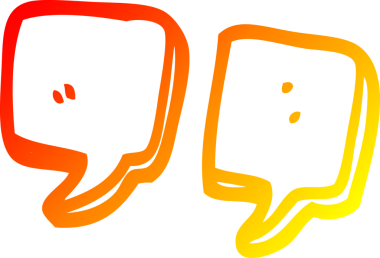 Bir insan tarafından çizilmiş bir çizgi film tırnak işaretinin sıcak gradyan çizimi