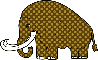 Bir insan tarafından çizilmiş mamut çizgi filmi.