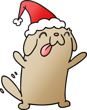 Bir insan tarafından çizilmiş Kawaii köpeğinin el çizimi gradyan çizgi filmi.