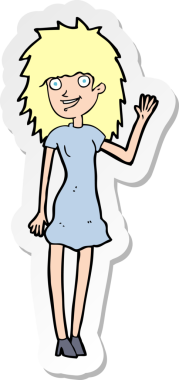 Bir insan tarafından çizilmiş mutlu bir kadının çıkartması.