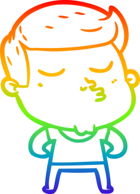 Gökkuşağı gradyan çizgi çizimi Bir insan tarafından çizilen çizgi film modeli adam