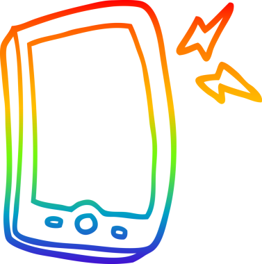 gökkuşağı gradyan çizgi çizimi bir insan tarafından çizilmiş cep telefonu