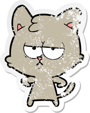 Bir insan tarafından çizilmiş sıkıntılı bir çizgi film kedisinin çıkartması.