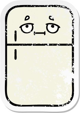 Bir insan tarafından çizilmiş şirin bir buzdolabının sıkıntılı çıkartması.