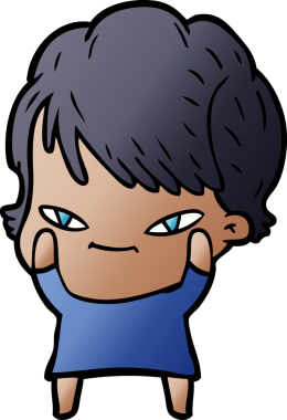 Bir insan tarafından çizilmiş mutlu bir kadın.