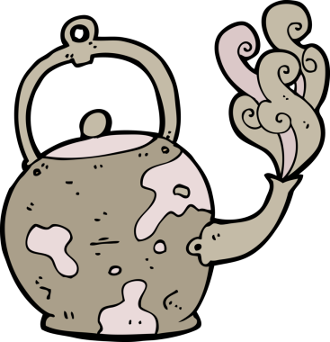 Bir insan tarafından çizilmiş eski bir çay demliği.