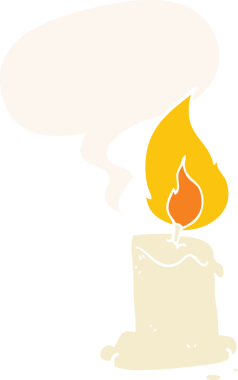 Konuşma baloncuklu çizgi film mumu bir insan tarafından çizilmiş.