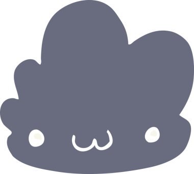 Bir insan tarafından çizilmiş şirin düz renkli çizgi film bulutu