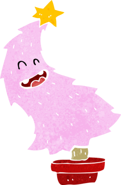 Bir insan tarafından çizilmiş çizgi film dans Noel ağacı.