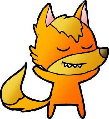 Bir insan tarafından çizilmiş tilki çizgi film karakteri