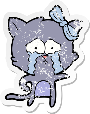 Bir insan tarafından çizilmiş karikatür bir kedinin sıkıntılı çıkartması.