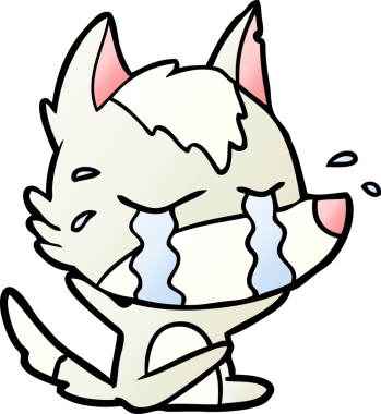 Bir insan tarafından çizilmiş ağlayan kurt çizgi filmi.