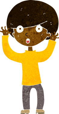 Çizgi film bir insan tarafından çizilmiş ürkmüş çocuk.