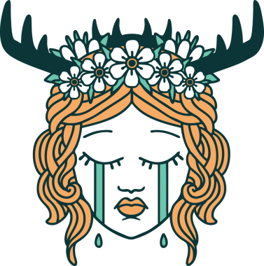 Retro Dövme Tarzı Ağlayan İnsan Druid Bir insan tarafından çizilmiş