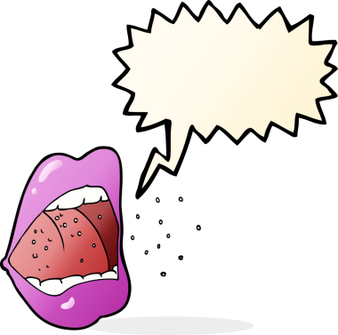 Bir insan tarafından çizilmiş konuşma baloncuğuyla hapşıran ağız.