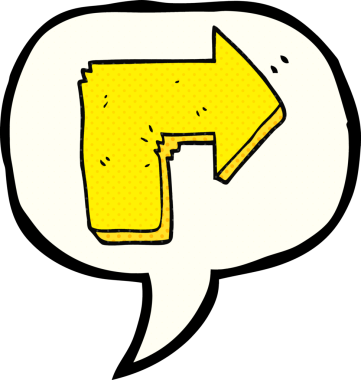 Bir insan tarafından çizilmiş serbest çizilmiş çizgi roman konuşma balonu çizgi filmi oku