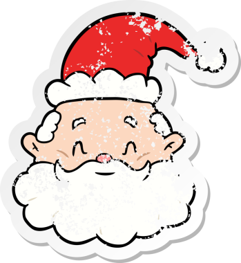 Bir insan tarafından çizilmiş karikatür Noel Baba etiketi.