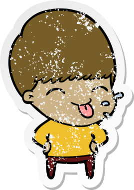 Bir insan tarafından çizilmiş komik bir çizgi film çocuğunun sıkıntılı çıkartması.