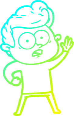 Bir insan tarafından çizilmiş soğuk çizgi çizgi film karakteri.