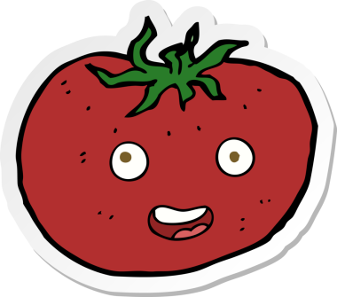 Bir insan tarafından çizilmiş bir domates etiketi.