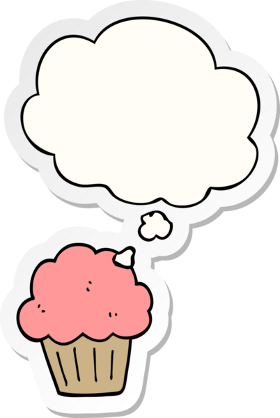 Düşünce baloncuklu karikatür çöreği insan tarafından çizilmiş bir çıkartma.