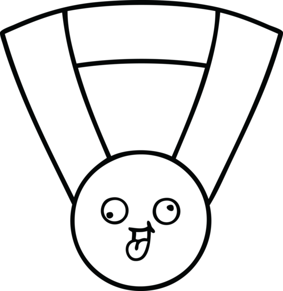 Bir insan tarafından çizilmiş altın madalyanın çizgi çizimi.