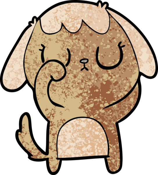 Bir insan tarafından çizilmiş şirin bir çizgi film köpeği.