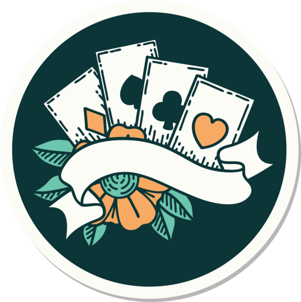 Geleneksel kart stili ve bir insan tarafından çizilmiş dövme çıkartması.