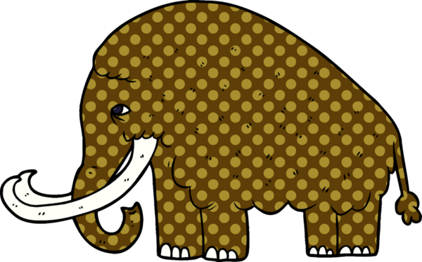 Bir insan tarafından çizilmiş mamut çizgi filmi.