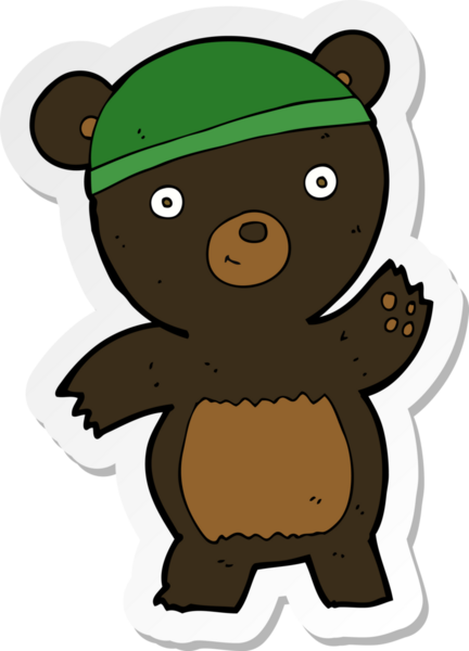 Bir insan tarafından çizilmiş şirin bir kara ayının çıkartması.