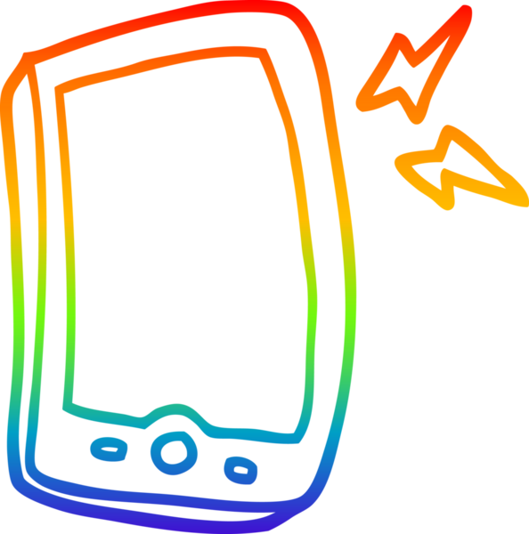 gökkuşağı gradyan çizgi çizimi bir insan tarafından çizilmiş cep telefonu