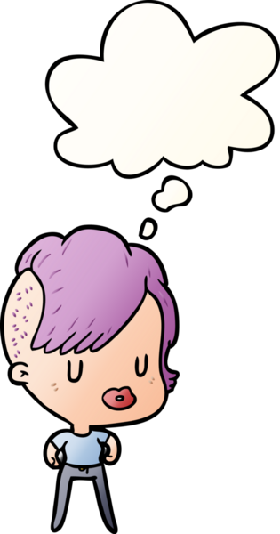 Düşünce baloncuğu olan çizgi film kızı bir insan tarafından çizilmiş.
