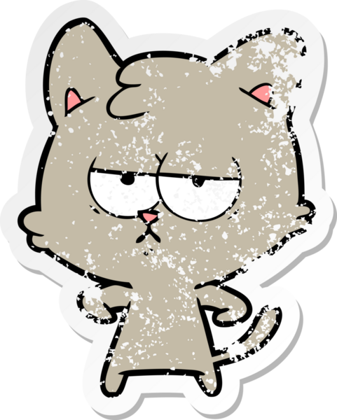 Bir insan tarafından çizilmiş sıkıntılı bir çizgi film kedisinin çıkartması.