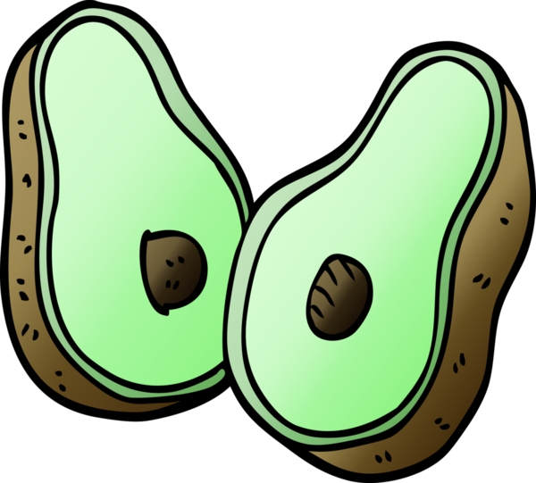 Bir insan tarafından çizilmiş karton avokado.