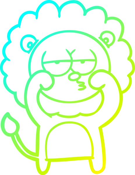 Bir insan tarafından çizilen ve canı sıkılan bir aslanın soğuk çizgi çizimi.