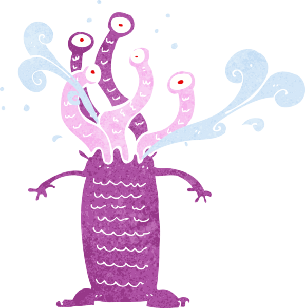 Bir insan tarafından çizilmiş çizgi film canavarı.