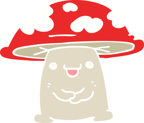 Bir insan tarafından çizilmiş düz renkli mantar karakteri