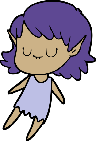 Bir insan tarafından çizilmiş mutlu elf kızı.