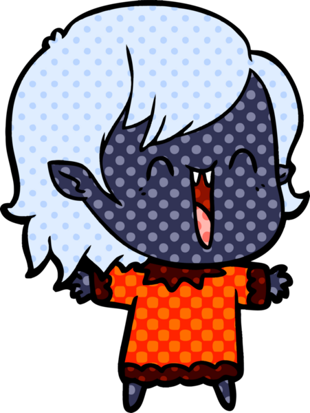 Bir insan tarafından çizilmiş mutlu vampir kız çizgi filmi.