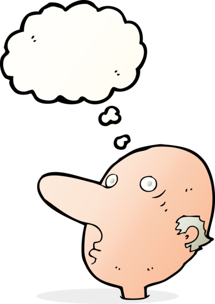 Bir insan tarafından çizilmiş düşünce balonlu kel bir adam.