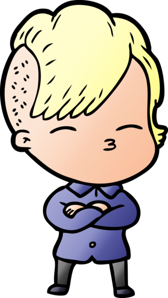 Bir insan tarafından çizilmiş şaşı çizgi film kızı.