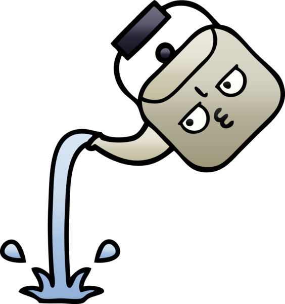 Bir insan tarafından çizilmiş gölgelenmiş çaydanlık karikatürü.