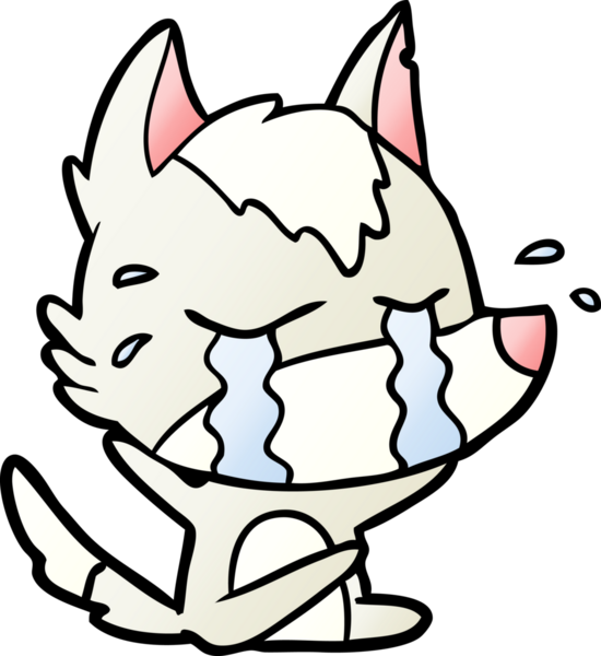 Bir insan tarafından çizilmiş ağlayan kurt çizgi filmi.