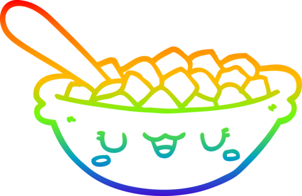 Gökkuşağı gradyan çizgisi bir insanın çizdiği mısır gevreği kasesinin çizimi.