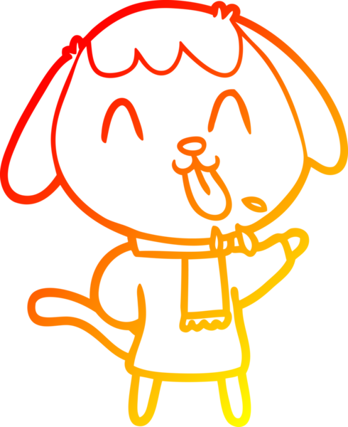 Bir insan tarafından çizilmiş sevimli bir köpeğin sıcak çizgi çizgisi.